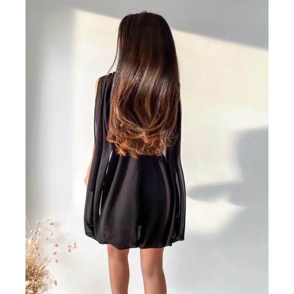 ZARA CAPE STYLE MINI DRESS BLACK M - Picture 5 of 13